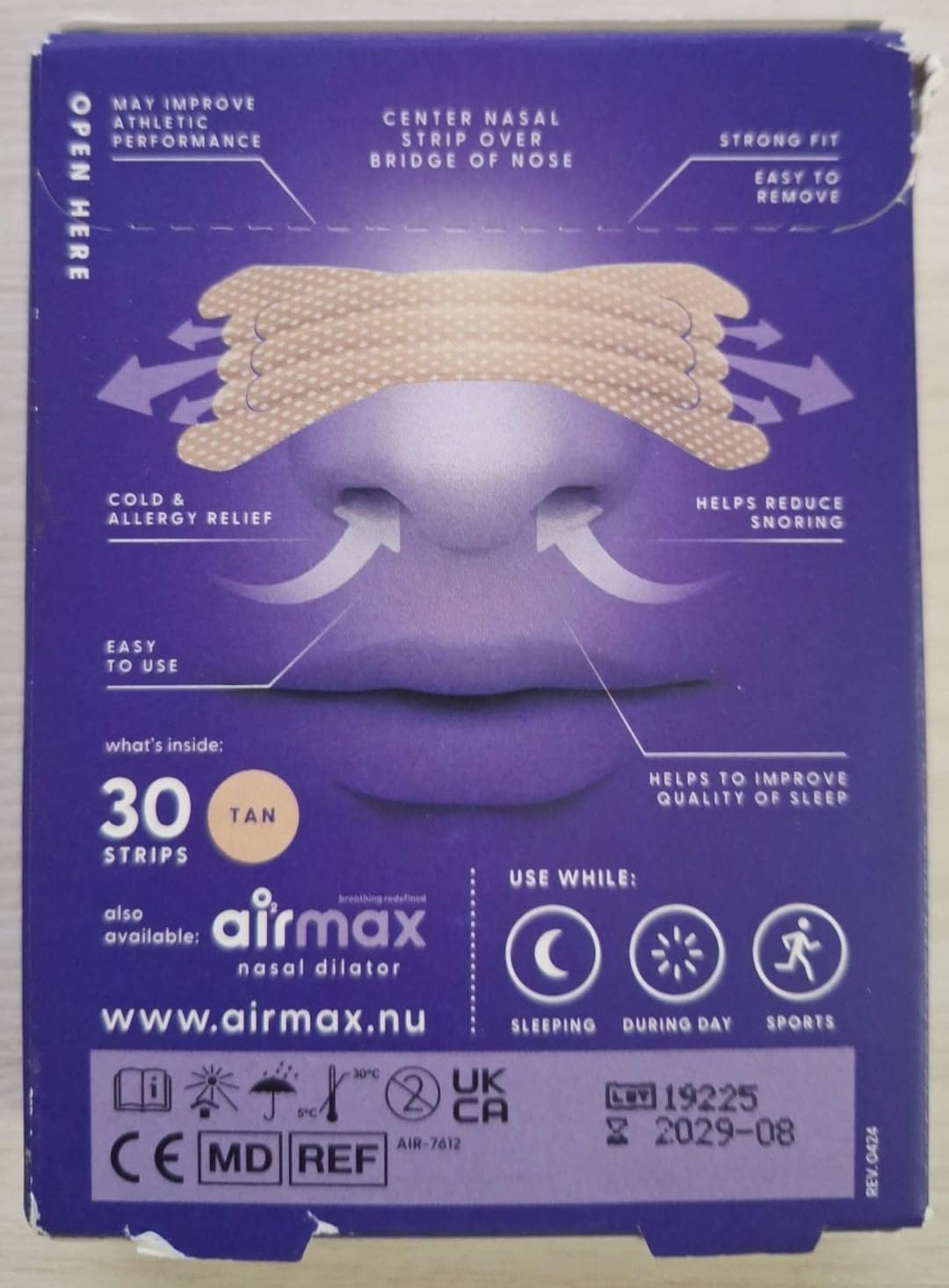 Airmax Nasal Strips bande nasale beige 30 bandes