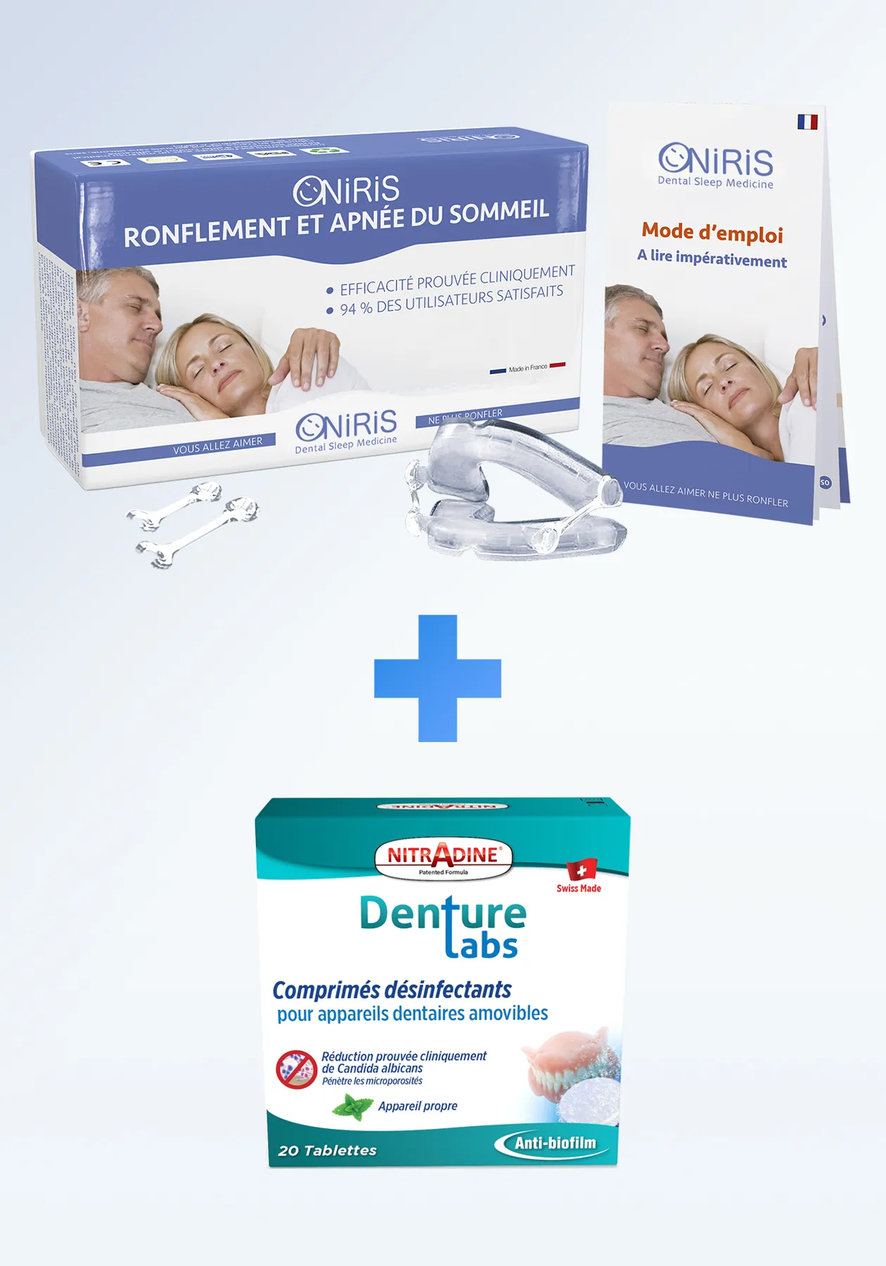 Oniris orthèse anti-ronflement + Nitradine usage buccal
