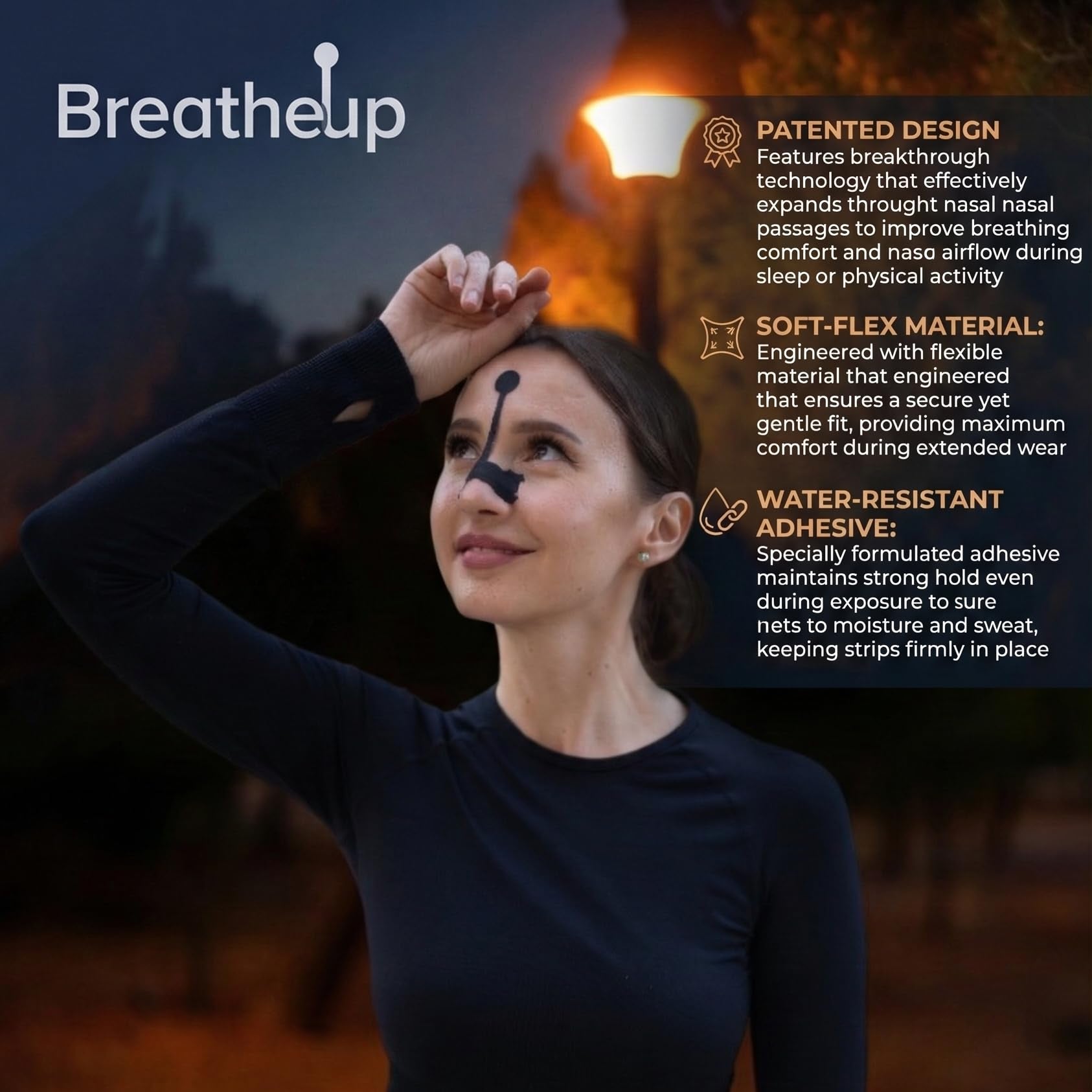 BreatheUp Next Generation bandelettes nasales noires x30 sport