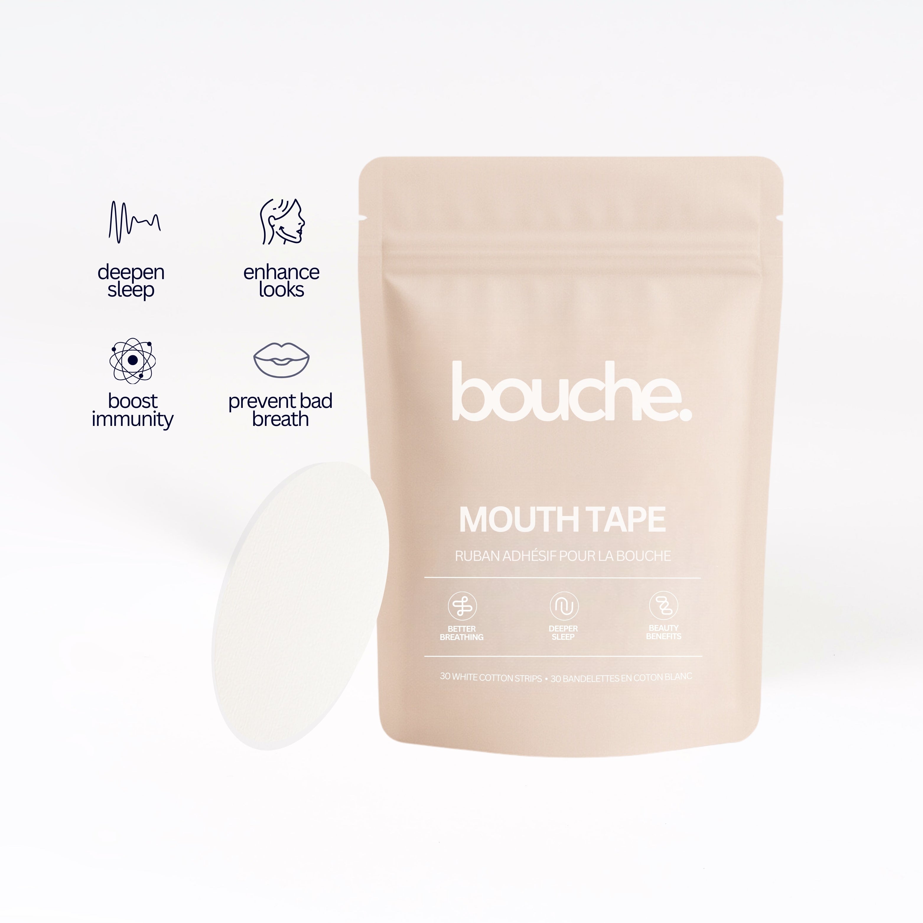 Bouche Ruban adhésif buccal 30 nuits respirant sans latex