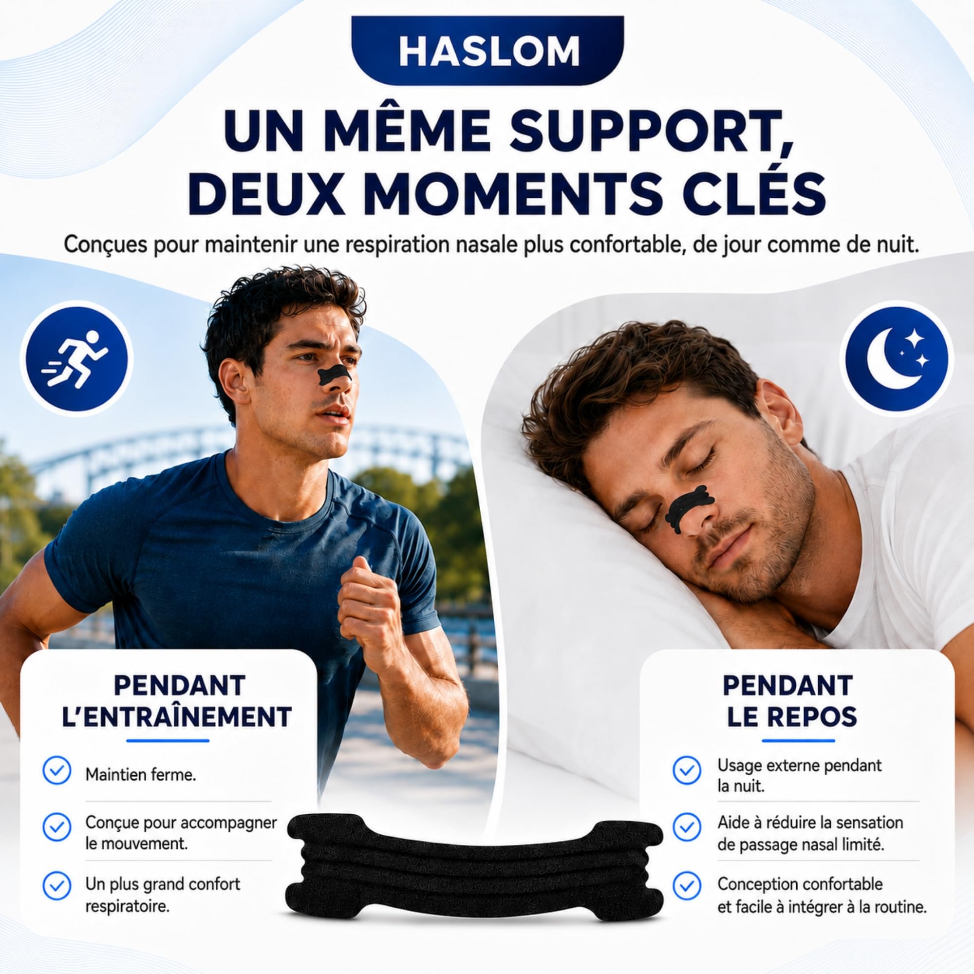 Haslom Black Performance bande nasale noire 30 bandes
