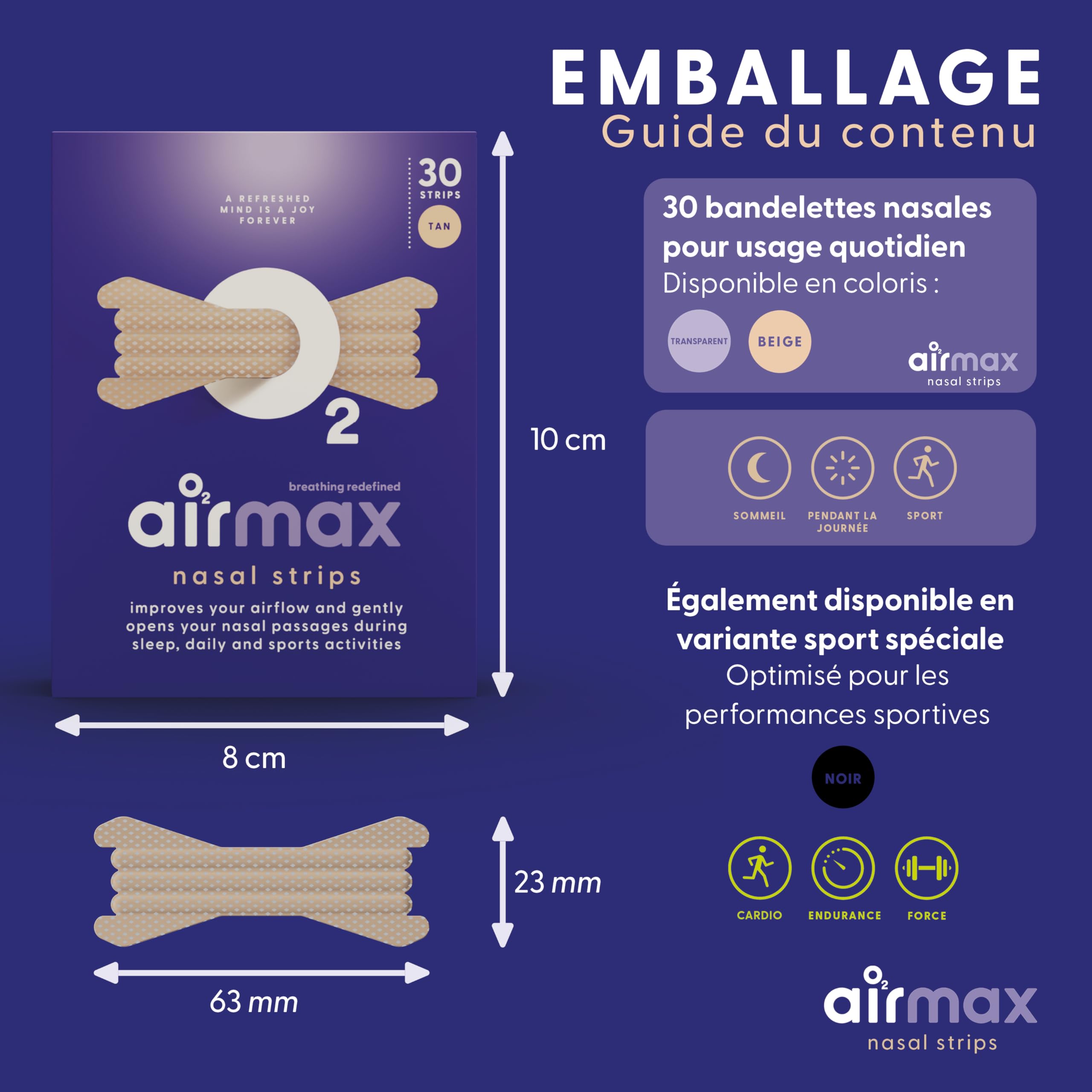 Airmax Nasal Strips bande nasale beige 30 bandes