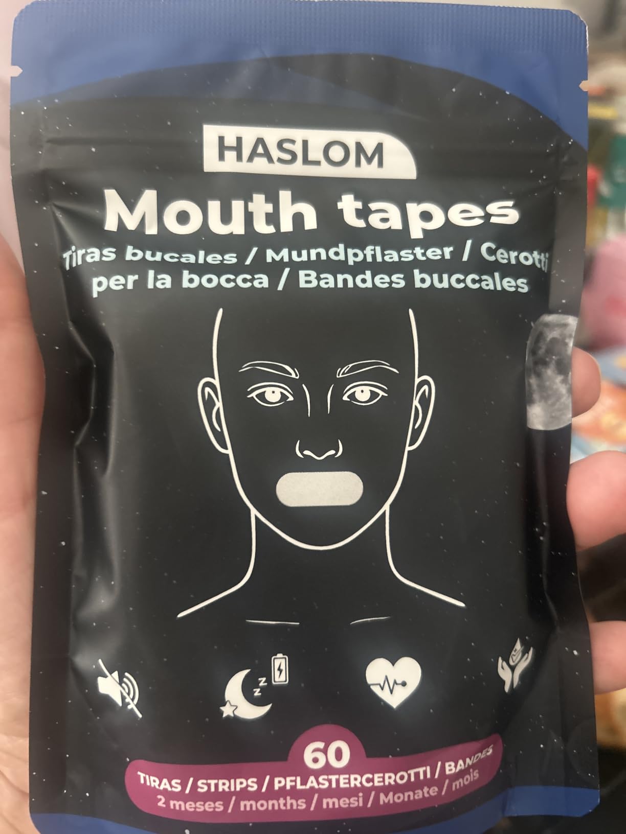 HASLOM Mouth Tape patch bouche 60 patchs coton anti-ronflement