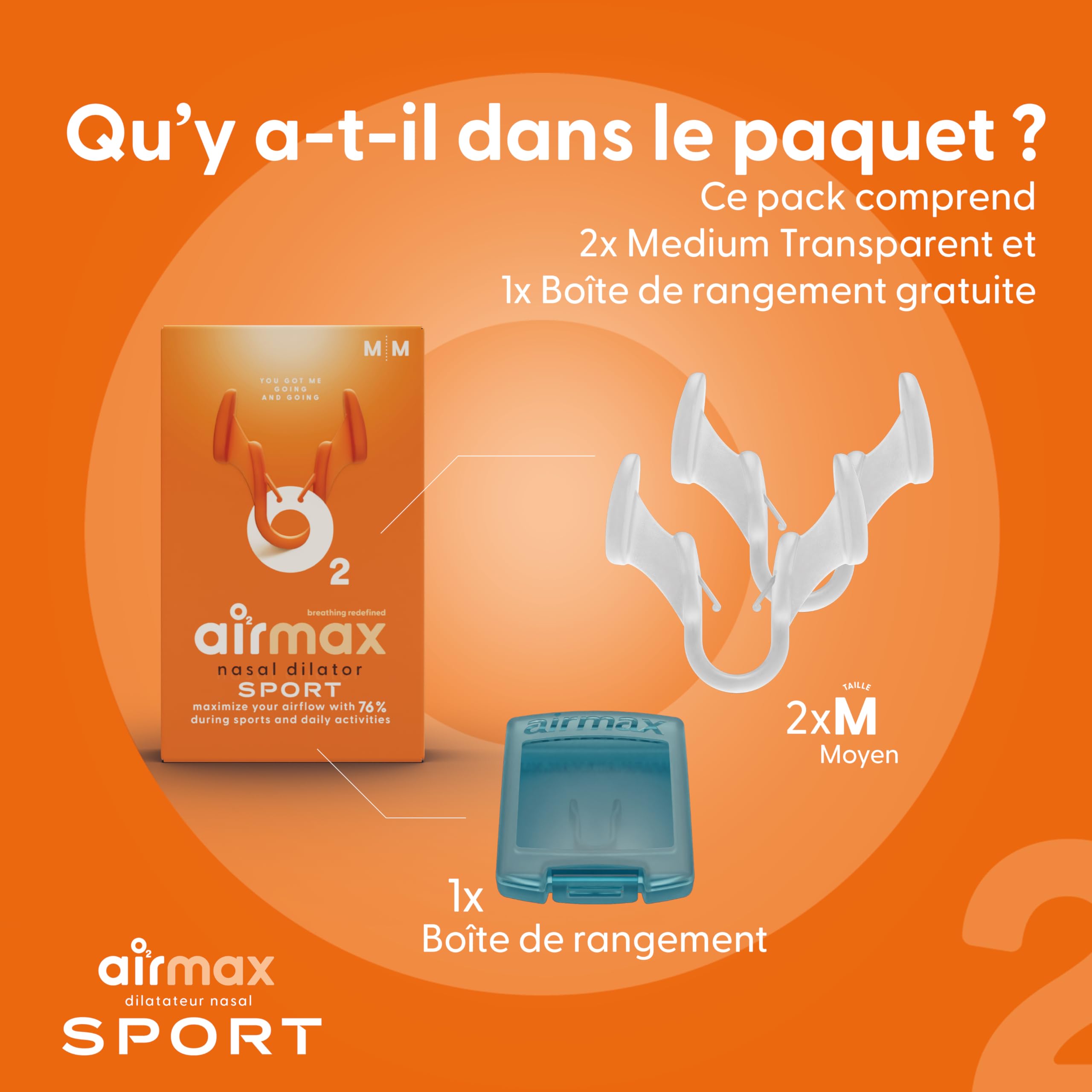 Airmax Sport dilatateur nasal taille M x2 silicone 6 mois