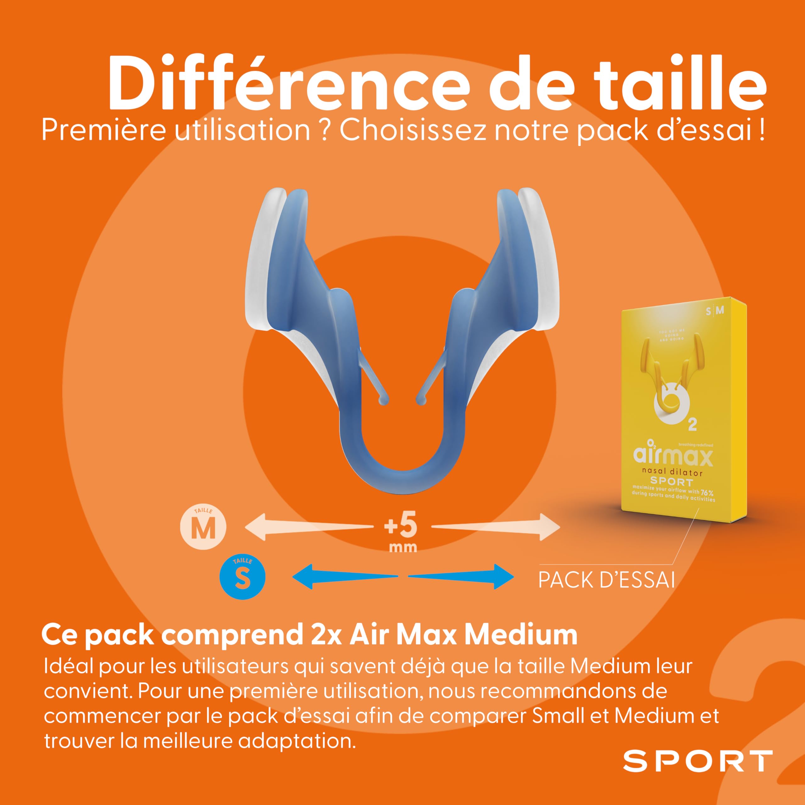 Airmax Sport dilatateur nasal taille M x2 silicone 6 mois