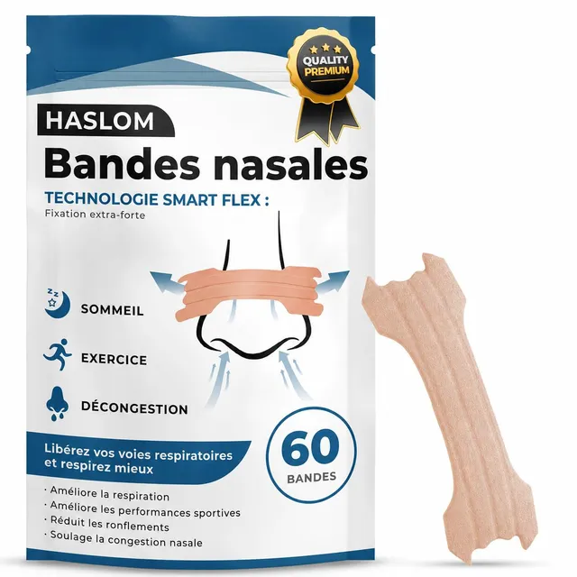 Haslom Premium Bande Nasale Anti Ronflement 60 Patch Nez