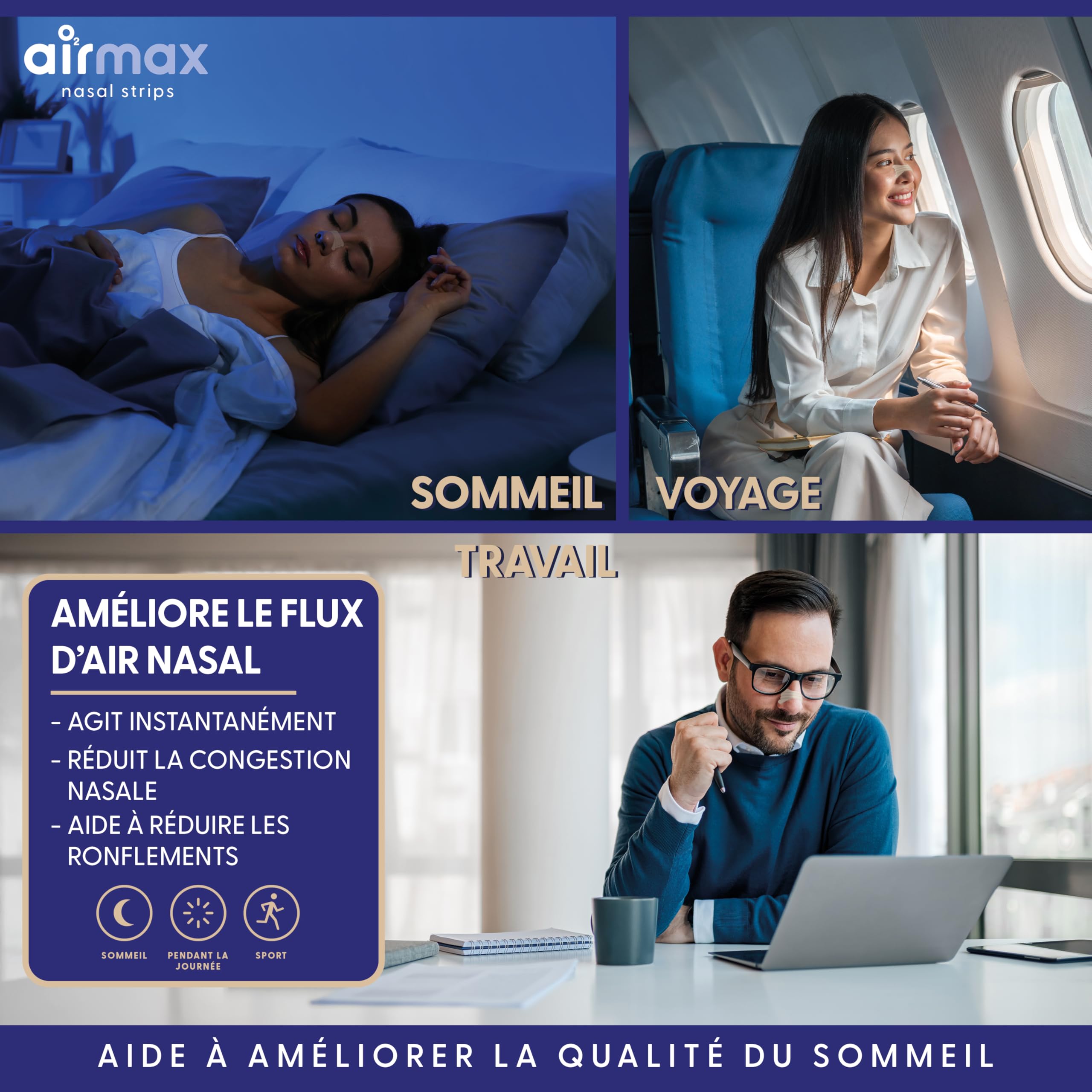 Airmax Nasal Strips bande nasale beige 30 bandes